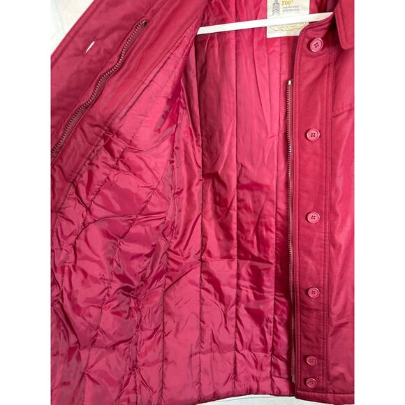 London Fog Red Full Zip & Button Up Coat With Plaid Scarf Size 6 - Picture 3 of 8